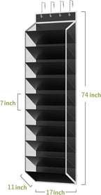 KEEPJOY 10 Tiers Mesh Over Door Shoe Organizer Storage, Hanging Shoe Holder for Door with Large Deep Pockets, Fit 20-30 Pairs Shoe Rack for Sneakers, Boots(Black)