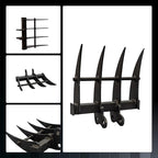 Small Digger Rake, Mini Excavator Rake, Backhoe Attachment, for 1T to 1.5T Excavators, 90MM/3.54in Span, 25MM/0.98in Hole Diameter, 90MM/3.54in Central Wheelbase