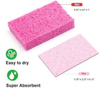 12 - Pack Non-Scratch Scrub Sponges - Sponges for Dishes and Washing Dishes, Cleaning Sponges for Kitchen Home Bathroom Cars, Funny Cut-Outs DIY for Kids (Pink)