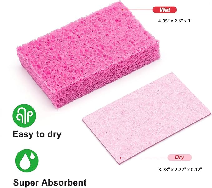 6 - Pack Non-Scratch Scrub Sponges - Sponges for Dishes and Washing Dishes, Cleaning Sponges for Kitchen Home Office, Magical 3D DIY Art and Craft Suppliers（Pink）