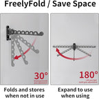 Danpoo Clothes Drying Rack Foldable Wall Mounted Laundry Drying Rack Clothing Coat Hanger Clothes Dryer Black