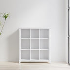 SIMPLIHOME Acadian Bookcase - 44 inch Tall 9-Cube Solid Wood Cube Organizer in White, Transitional Bookcase Storage for Living Room, Study Room or Office with Fixed Shelves and Tapered Legs