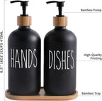 MOMEEMO Black Soap Dispenser Set, Contains Hand and Dish Soap Dispenser, Suitable for Kitchen Decor. (Black)