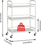 HDANI 3 Tier Metal Rolling Heavy Cart Supports 40 Lbs Per Tier,Rolling Cart with 2 Lockable Wheels for Office,Home,Bedroom,Kitchen,Bathroom(White)…