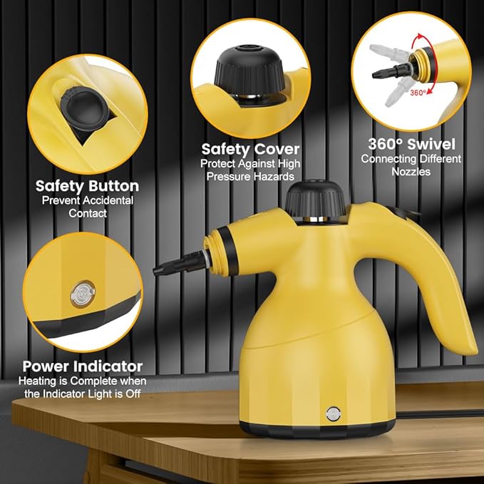 Handheld Steam Cleaner - High Pressure Steam Cleaner With 350ML Tank, Multi-functional Cleaning Tools for Kitchen, Bathroom, Couch, Car. Portable Steamer Makes Housework Easier
