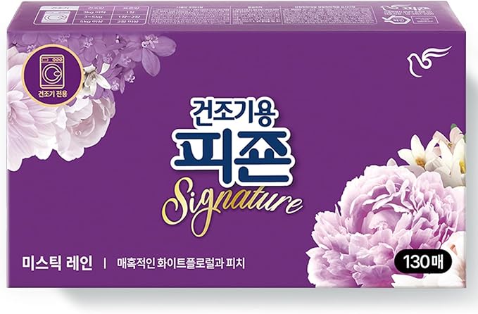 Pigeon Signature Dryer Sheets Laundry Fabric Softener, White Floral & Peach, Mystic Rain, Reduce Static Cling, Eliminate Strong Odor, Infused with Flower Essence, Safe for All, 130 Counts