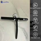 9 Inch Shower Squeegee with Hook - Heavy Duty Glass Door Scraper for Streak-Free Cleaning, Tile Walls, Shower Glass & Car Windows - Rustproof Rubber Blade & Secure Storage (Black)