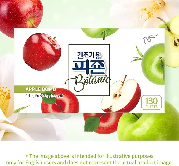 Pigeon Signature Dryer Sheets Laundry Fabric Softener, Green Apple Scent, Apple Bomb, Reduce Static Cling, Eliminate Strong Odor, infused with Flower Essence, Safe for all, 130 Counts