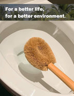 Updated Modern Version Toilet Bowl Brush, Natural Coconut Fiber Brush Head and Beechwood Handle for Bathroom Toilet - Sturdy, Deep Cleaning, Eco-Friendly, Toilet Cleaning Brush with Hanging Hook