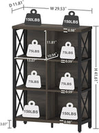 FATORRI 6 Cube Storage Organizer Shelf, Rustic Wood and Metal Cubby Bookcase, Industrial 4 Tier Cube Bookshelf (Walnut Brown)