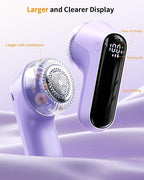 Fabric Shaver, Rechargeable Lint Shaver with Digital Display, Electric Portable Sweater Shaver with 6-Leaf Blades and Safety Lock, 3-Speeds Lint Remover to Remove Pilling for Clothes, Couch （Purple）
