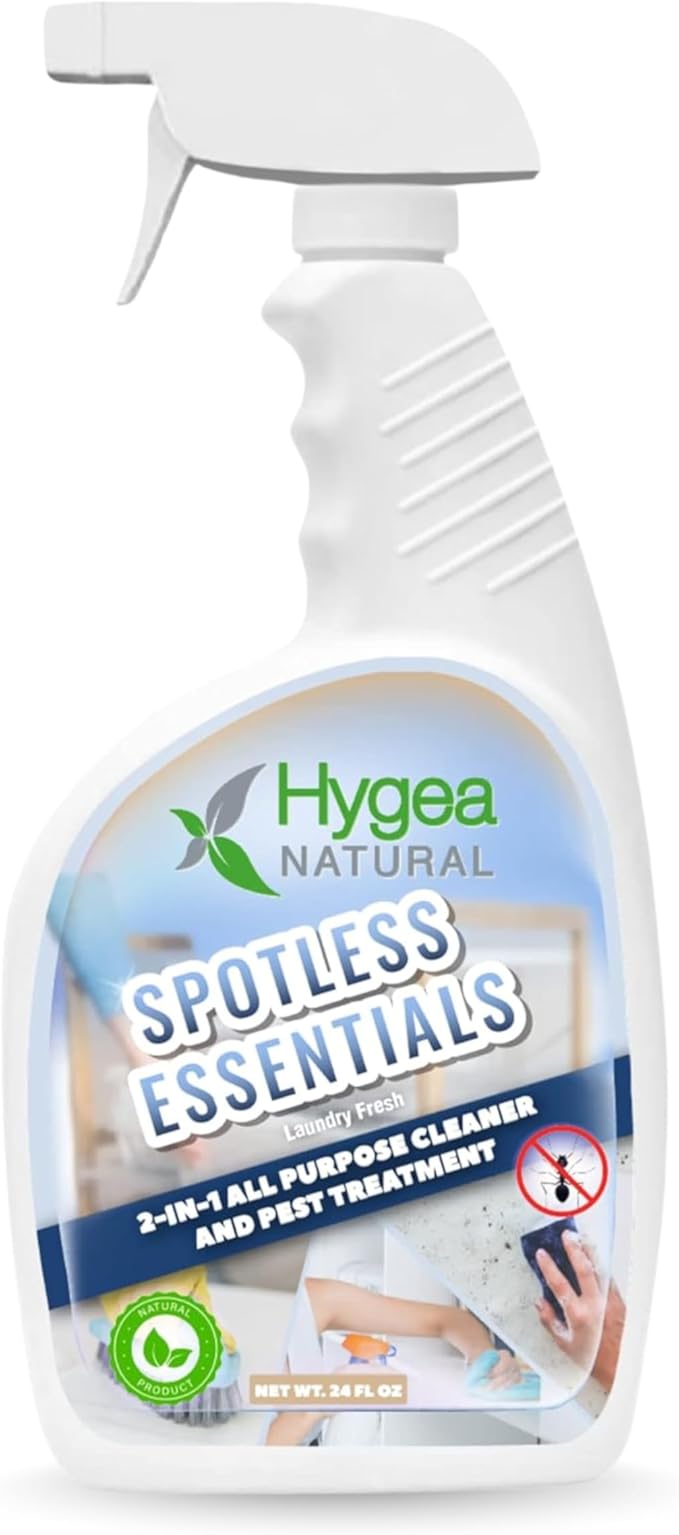 Spotless Essentials - Indoor Pest Control Spray & Multi-Surface Cleaner for Home and Kitchen - Kills Dust Mites, Bed Bugs, Ants, Lice - Child & Pet Friendly - 24oz (Laundry Fresh Scent)