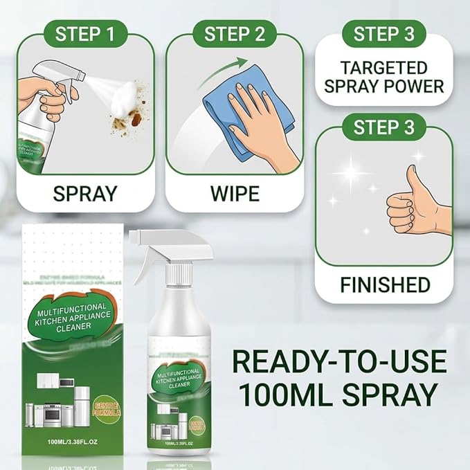 Multi-Purpose Enzyme Foam Cleaner, Kitchen Cleaner Stain Remover Spray, Multipurpose Kitchen Appliance Cleaner for Appliance/Hold/Oven/Stove/Sink Range Hood (2pcs)