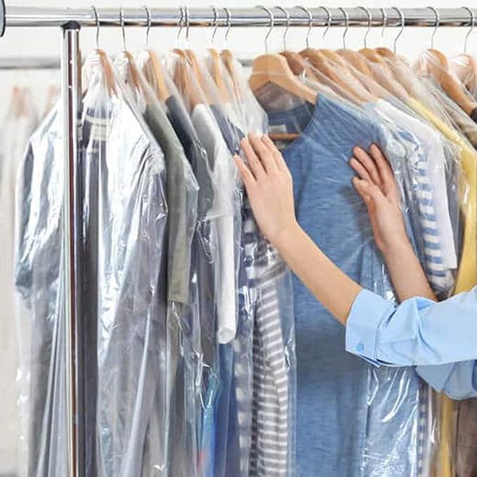 BEISHIDA 20PCS 47 Inch Plastic Garment Bag-Plastic Clear Dry Cleaner Laundry Bags for Clothes Cover Hanging Clothes Storage for Long Dresses Skirt Coat Suit Shirt Jacket