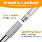 Long Handled Scrub Brush for Shower, 4 in 1 Tile Shower Cleaner Brush with Adjustable Long Handle Floor Scrub Brush for Cleaning Bathroom/Shower/Tub/Tile/Kitchen/Glass/Wall