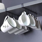 AliCH 2pcs Mug Hooks Under Cabinet Mug Holder Rack,Nail Free Adhesive Coffee Cups Holder Hanger for Cups/Kitchen Utensils/Ties Belts/Scarf/Keys Storage, Fit for 0.8inch Thickness Shelf or Less (Black)