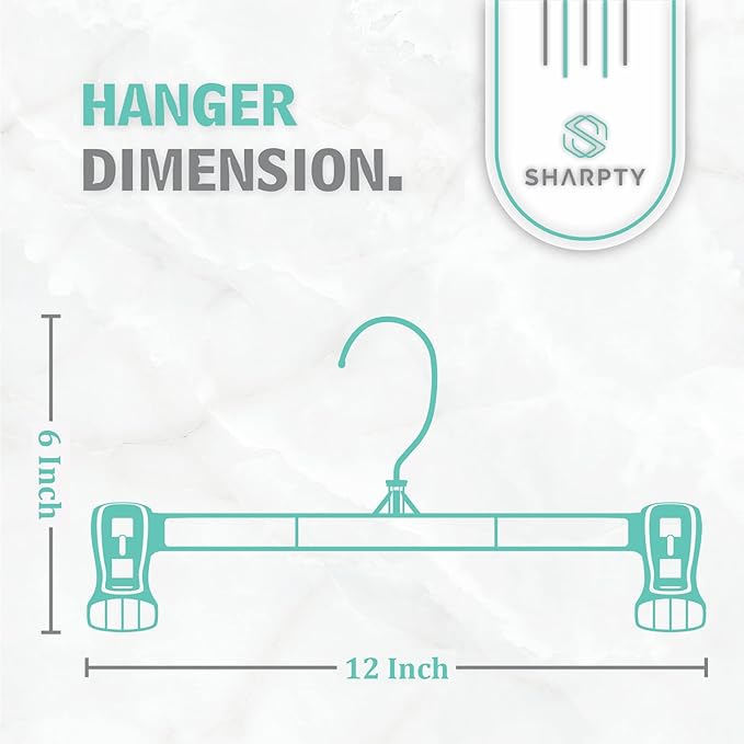 Sharpty Pant & Skirt Hangers - Closet Hangers for Shorts, Shirts, Jeans, Dresses, Slacks, Coats, Clothes, Clothing, Garments & More - Durable, Space Saving & Non-Slip, Black - 10 Pack