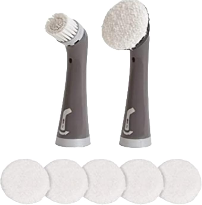 Rubbermaid Reveal Power Scrubber Attachable Soft Bristle & Velcro Head with 6 Microfiber Pads for Cordless Electric Battery Powered Scrub Brush Ideal for Shoes/Sneakers/Car Trim/Tires/Furniture