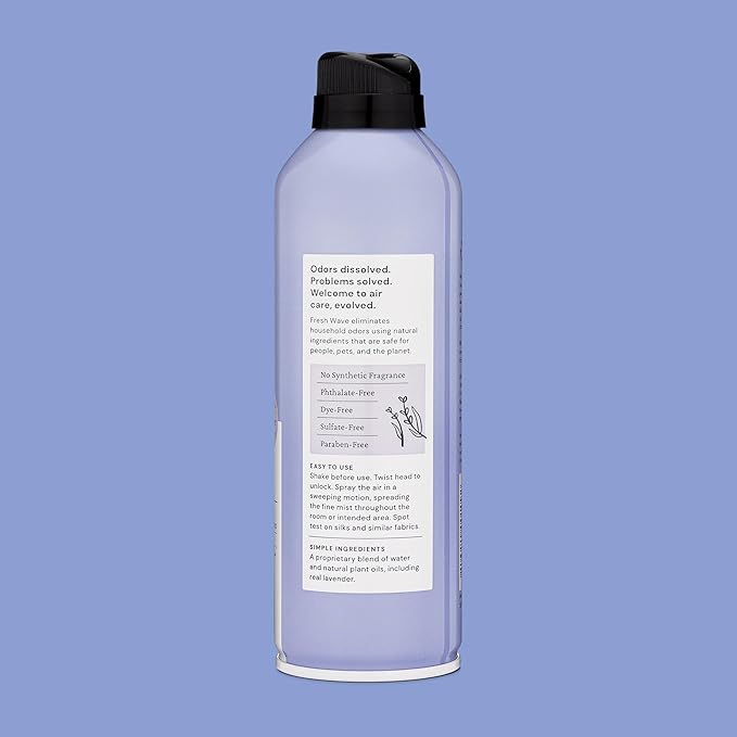 Fresh Wave Lavender Odor Eliminator Spray & Air Freshener, 8 oz. | Non-Aerosol, Fine Mist | Odor Absorbers | Safer Odor Relief | Natural Plant-Based Odor Eliminator | For Furniture, Fabrics & Trash