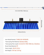 VEVOR Water Fed Pole Kit, 24FT Solar Panel Cleaning Pole with Extendable Handle, 180° Rotatable Brush Head & 65.6FT Hose, Household & Outdoor Window Cleaner Tool for Caravan Solar Panel Deck