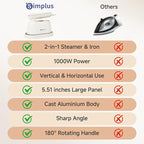 SIMPLUS Garment Steamer for Clothes, 2-in-1 Portable Handheld Wrinkle Remover & Powerful Steam Iron, 1000W Fast Heat-Up, Compact Travel-Friendly Design, 120ml Water Tank, Rotating Handle