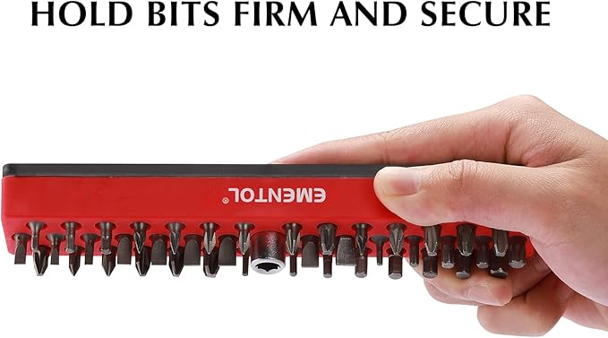 EMENTOL 2PCS 1/4" Magnetic Bits Holder Set - Red and Blue, 86PCS Hole, Bit Organizer with Strong Magnetic, Magnetic Bits Organizer, 2 Pieces