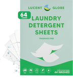 Lucent Globe Laundry Detergent Sheets. Pre-Measured Laundry Sheets. Powerful Stain Removal. Works in All Clothes Washers. (1 Pack - 64 Washes, Fragrance Free)