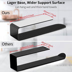 Adhesive Towel Holder, Self Adhesive Hand Towel Racks for Bathroom Wall Mounted, 8 Inch Square Hand Towel Bar Stick on Wall for Kitchen Cabinet RV, Black