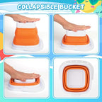 3PCS Collapsible Beach Bucket Sandbox Kit Building Toys for Kid, Small Pail for Washing Camping Fishing, Foldable Bucket Sand Pail Water Can for Garden Planting, Traveling, Beach Summer Toys Fun