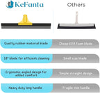 Squeegee Broom for Floor, 18'' Heavy Duty Rubber Wiper with 60'' Long Handle for Bathroom Tile, Garage Concrete, Deck, Shower Glass, Window Cleaning