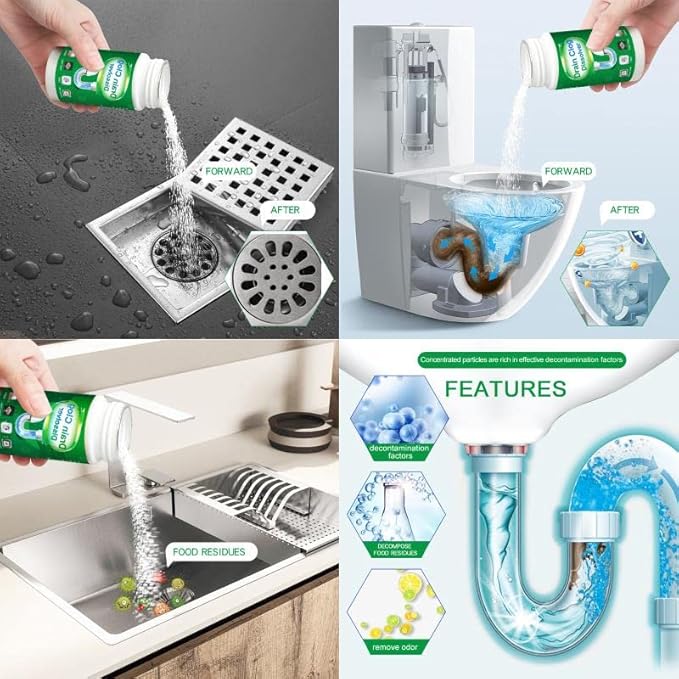 2pcs Pipe Dredge, Bubble Bombs Drain Cleaner, Powerful Sink and Drain Cleaner, Portable Powder Cleaning Tool, Super Clog Remover, Powder Agent for Kitchen Toilet Pipe Dredging