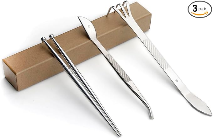 TianBonsai Bonsai Tools 3-Piece Alloy Steel Root Rake Hook Tweerzers Set (NBKG-01)