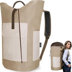 Laundry Bag Backpack, 125L Extra Large Travel with Shoulder Straps, Adjustable & Extendable Design, Laundry Hamper Bag with 3 Pockets for Laundromat, College, Travel, Camping (Brown)
