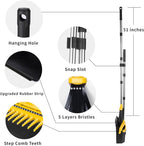 Broom with Dustpan Combo Set, Brooms and Dustpans Sets with 51'' Long Handle, Large Dust Pan and Broom, Self-Cleaning Dustpan Teeth for Lobby Kitchen Office - Black and Yellow