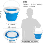 Collapsible Mop Bucket and Ice Bucket-5L(1.3 Gallon) Household Cleaning Silicone Dust Mops Bucket, Portable Bathroom Cleaning Supplies Bucket for Cleaning Caddy Spin Mops for Floor Blue