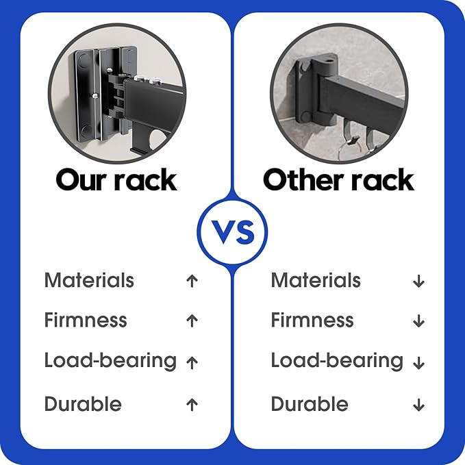 Clothes Drying Rack Foldable Wall Mounted Drying Rack 3 Fold Black-Laundry Drying Rack Durable Clothing Racks for Hanging Clothes