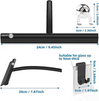 Shower Squeegee with Hook & Sucker - Stainless Steel Core | Silicone Rubber Glass Wiper for Shower Doors, Windows, Mirrors & Car Glass - Black