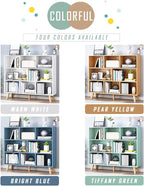 IOTXY Wooden Open Shelf Bookcase - 3-Tier Floor Standing Display Cabinet Rack with Legs, 8 Cubes Bookshelf, Pear Yellow
