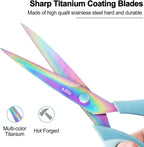 Craft Scissors, All Purpose Sharp Titanium Blade Shears, Comfortable Grips, School Scissors Set of 3 pack, Ideal for Office, Home, Sewing, Fabric, Kitchen, Arts and DIY Supplies, 9.3"/8.5"/5.6", Blue
