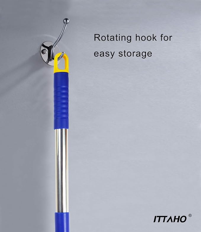 ITTAHO 53" Window Squeegee Cleaner, 2 in 1 Window Cleaning Tool Kit, Shower Squeegee with Extension Pole for Shower Glass, Indoor/Outdoor High Window Cleaning-Two Pads