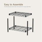 Golpart Small 2 Tier Shelves Storage Wire Shelving Unit Metal Shelf Adjustable Organizers Storage Shelving with Wheels for Bathroom Laundry Room Kitchen Pantry12”D x 18”W x 12.2”H Black