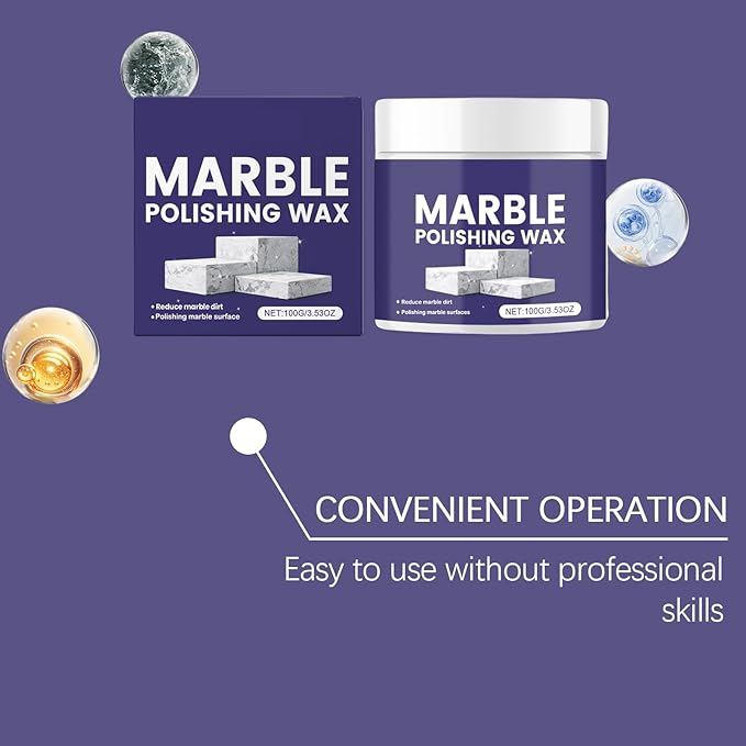 Marble Polishing Wax, Gentle Stone Polish Wax, Ceramic Tile Cleaner for Kitchen, Bathroom and Floors, Durable Shine, Smooth Finish, Marble Care and Protection, Easy to Apply (4Pcs)
