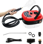 Handheld Steam Cleaner, 2500W Pressurized Steam Cleaner with 3 Brush Heads, Portable Steam Cleaner for Home, Car, Furniture, Kitchen, Bathroom and Wall, Red
