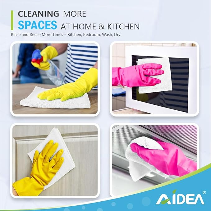 AIDEA Microfiber Cleaning Cloth-50PK, Soft Microfiber Towels for Cars, Absorbent Cleaning Rags, Lint-Free Streak-Free Wash Cloths for House, Kitchen, Window(12in.x12in), White