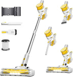 Cordless Vacuum Cleaner, 35Kpa Vacuum Cleaner for Home, 45Mins Stick Vacuum with LED Display, Anti-Tangle & Wall Mount Charging, 6 in 1 Lightweight Vacuum for Hard Floors, Carpet, Pet Hair (yellow)