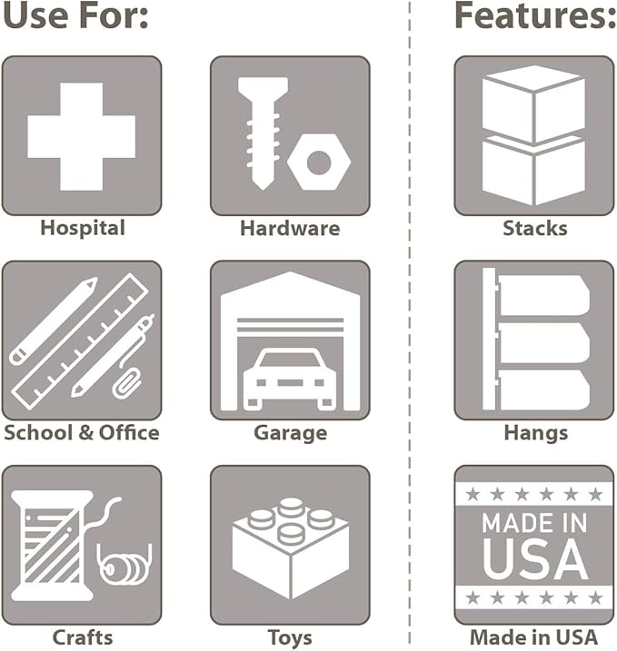 Akro-Mils 30265 AkroBins Plastic Storage Bins, Space-Saving Stackable Bins for Garage, Pantry, Craft Organization, 18-" x 8.25-" x 9-", Red, 6-Pack