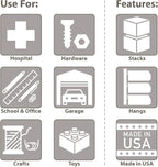 Akro-Mils 30265 AkroBins Plastic Storage Bins, Space-Saving Stackable Bins for Garage, Pantry, Craft Organization, 18-" x 8.25-" x 9-", Clear, 6-Pack