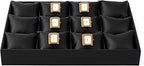 Oirlv Black Premium Leather 12 Grid Jewelry Insert Watch Tray With Removable Pillow Bracelet Bangle Storage Organizer Tray