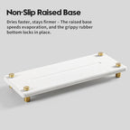 Water Absorbing Stone Sink Caddy Kitchen Sink Organizer Tray, Diatomite Bathroom Counter Tray, Gold Faucet Drying Mat Coaster Soap Dish Rack Riser Dispenser Sponge Holder, White 10" x 4"