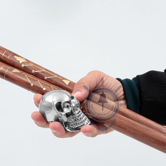 Deluxe Walking Sticks | Rosewood Crafted Cane with Solid Brass Chrome Decorative Bars | Nagina International